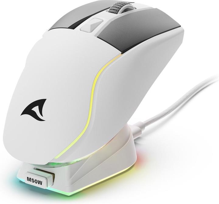 Actual product image Sharkoon SKILLER SGM50W White (Cable, Wireless)