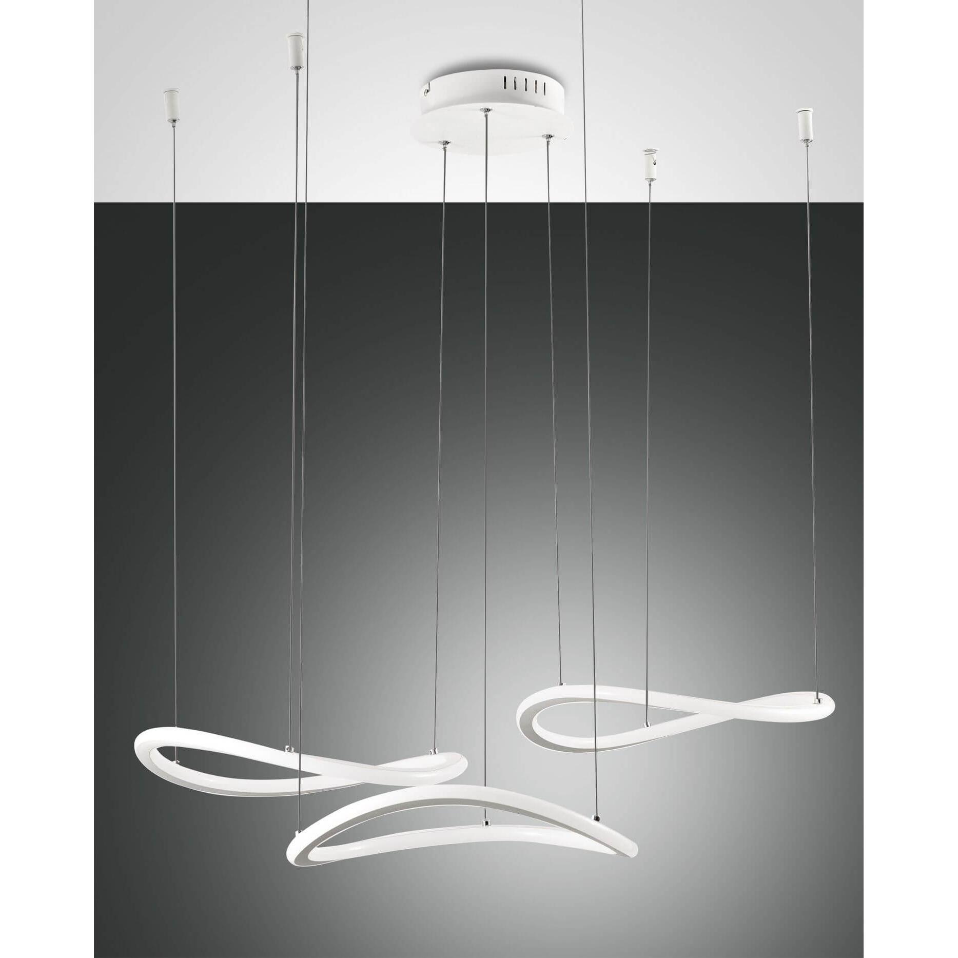 Fabas Luce, Pendelleuchte, LED Pendelleuchte Tirreno Ø580-820mm 50W Warmweiss Weiss dimmbar (2000 lm)
