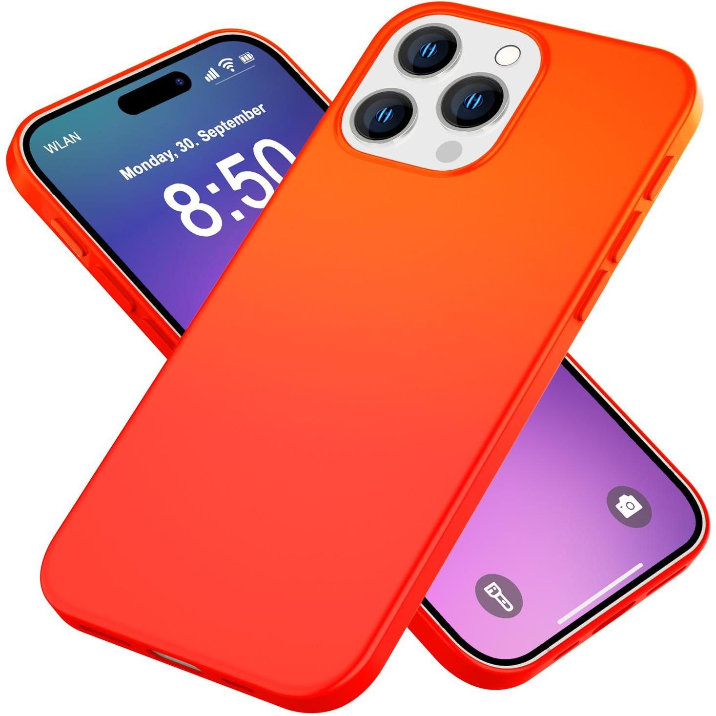 Nalia Neon Silikon Hülle (Apple iPhone 16 Pro Max), Smartphone Hülle, Orange