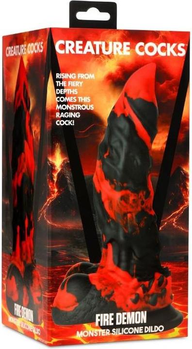 Actual product image Creature Cocks Fire Demon - Monster Silicone Dildo - Red/Black