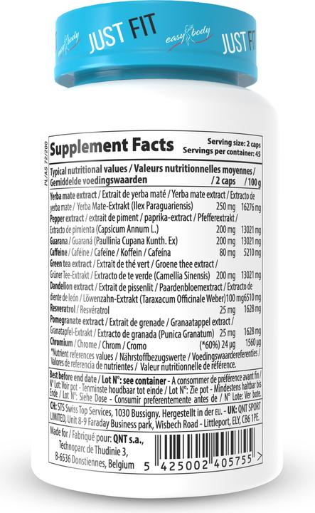 Nutritional values and ingredients Easy Body Lipitek (90 pcs., Capsules, 90 ml)