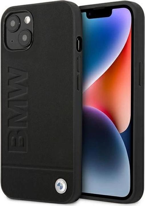 Actual product image BMW Case BMHCP14MSLLBK iPhone 14 Plus 6.7" czarny/black Leather Stamp (Apple iPhone 14 Plus)