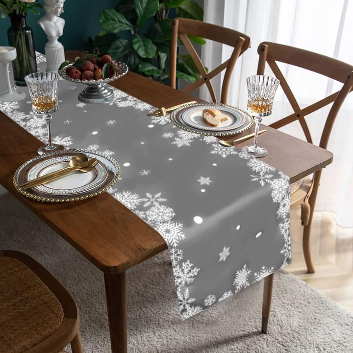 Actual product image Alopini Christmas table runner modern Christmas table runner, snowflake table runner