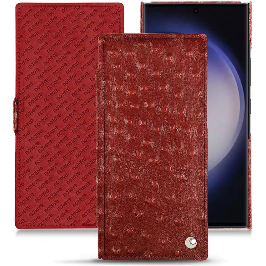 Noreve Lederschutzhülle horizontal (Samsung Galaxy S24 Ultra, Samsung Galaxy S23 Ultra), Smartphone Hülle, Rot