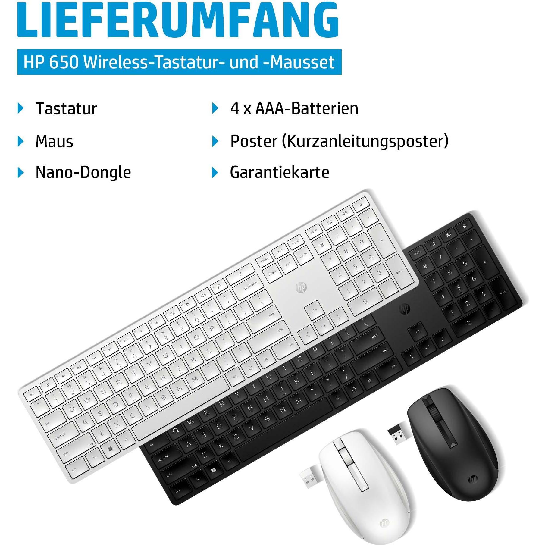 Thumbnail - HP 650 (DE, Kabellos), Tastatur, Schwarz