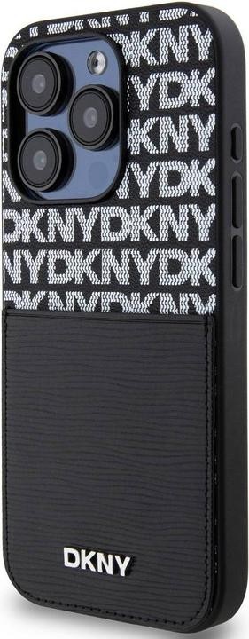 Actual product image DKNY PU Leather Repeat Pattern Card Pocket Case for iPhone 15 Pro Black (Apple iPhone 15 Pro)