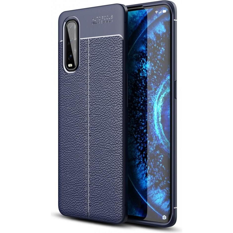 Screenguard Oppo Find X2 Hülle Leather Design TPU Cover (Oppo Find X2), Smartphone Hülle, Blau