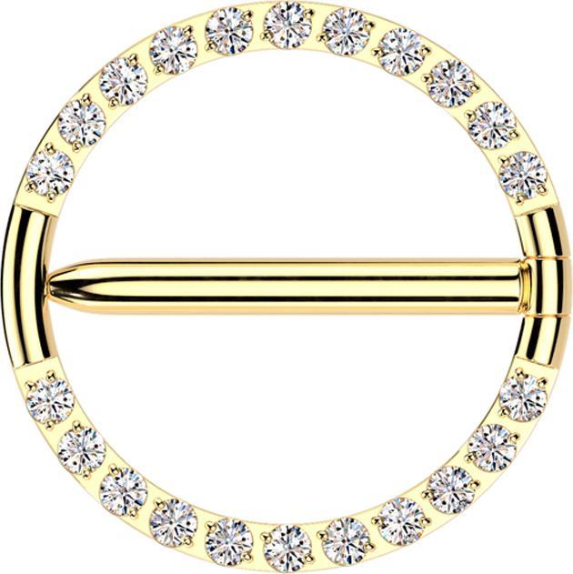 Produktbild Star Piercing Segmentring klappbar vergoldet front unterbrochen Kristalle silber (ohne Messing, Titan)