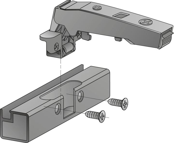 Actual product image Hettich Sensys 8638i aluminum pot hinges, corner, center and inlying ban