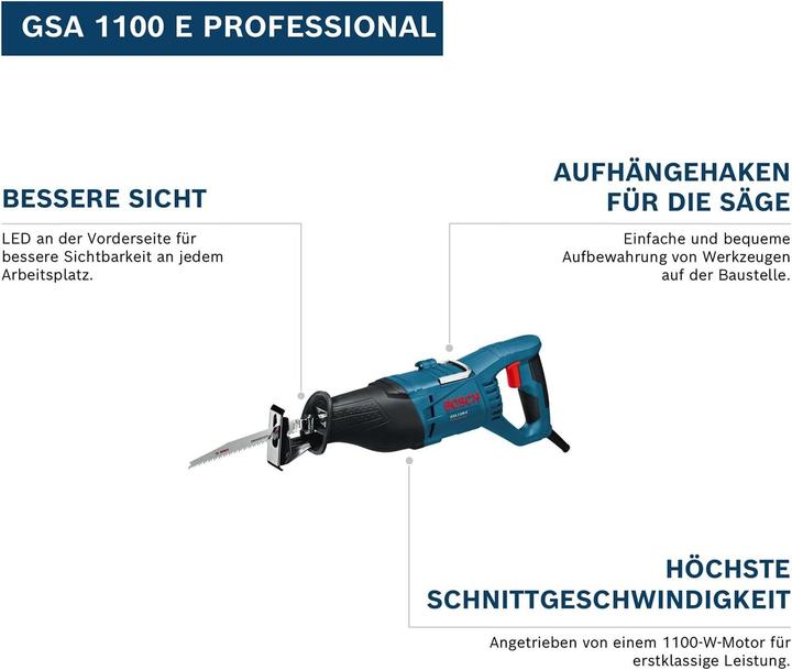 Produktbild Bosch Professional Säbelsäge GSA 1100 E, Sägeblatt Metall S 123 XF, Sägeblatt Holz S 2345 X
