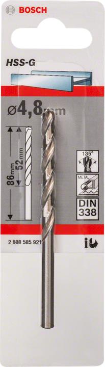 Immagine prodotto Bosch Professional Zubehör Trapano a spirale in metallo HSS 4,8 mm (4,8 mm)