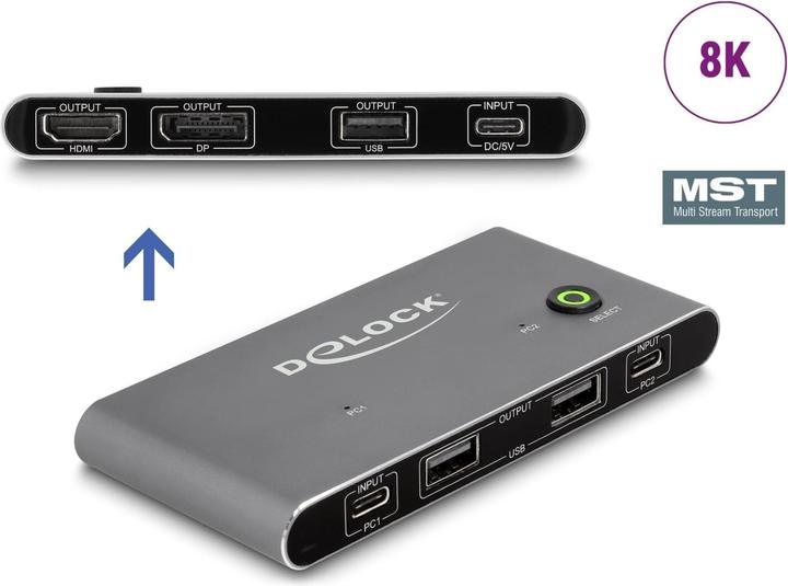 Produktbild Delock USB-C™ KVM Switch zu HDMI und DisplayPort 8K MST mit USB 2.0