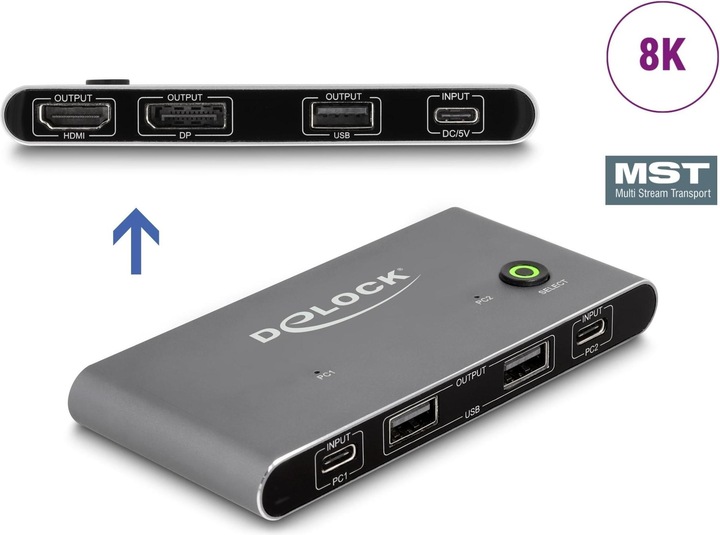 Produktbild Delock USB-C™ KVM Switch zu HDMI und DisplayPort 8K MST mit USB 2.0
