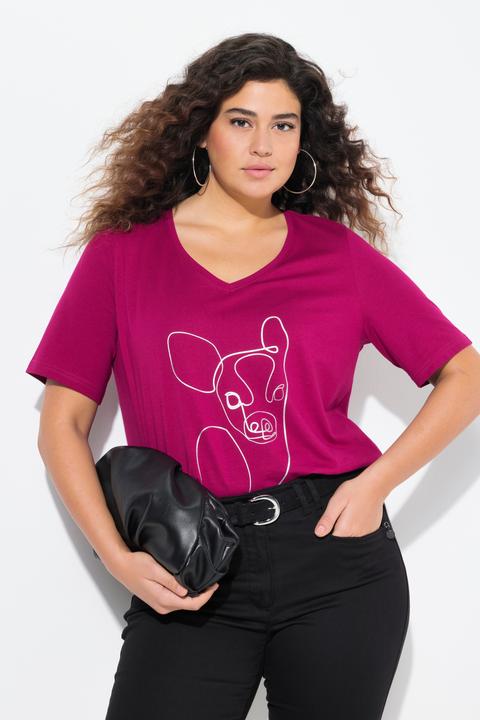 Image du produit Ulla Popken T-shirt, motif animal métallisé. Col V et manches courtes (58)