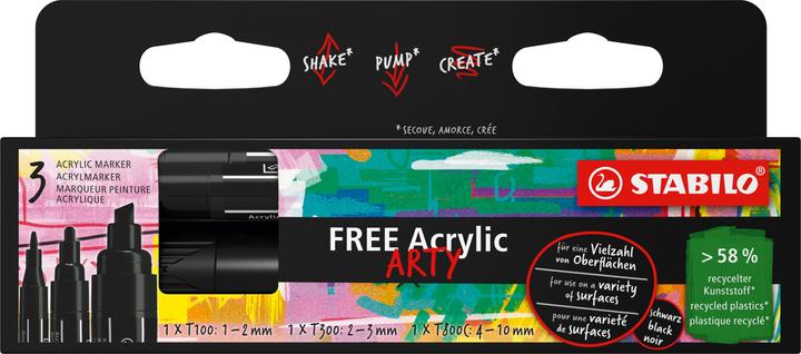 Actual product image STABILO Acrylic marker Free Acrylic Mix Black, 3-pack (3x)