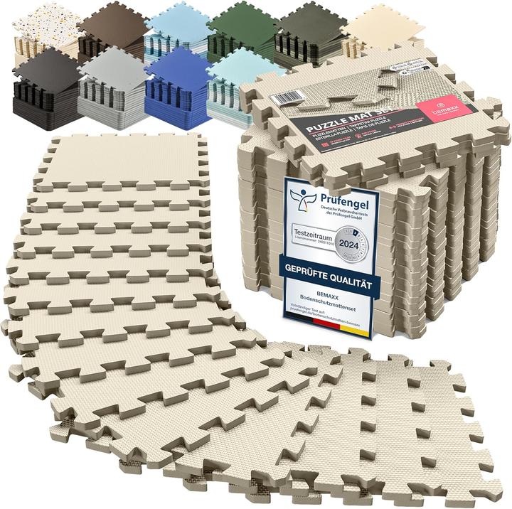 Immagine prodotto BeMaxx Schützendes Puzzle-Mattenset, 18 Stück Beige (1 cm)