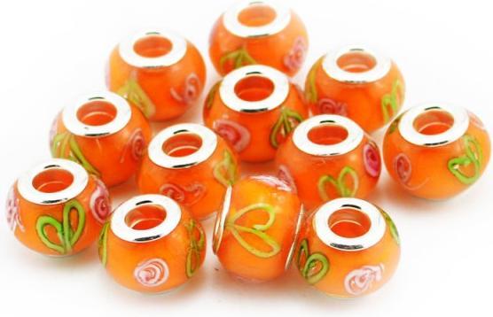 Actual product image Hermex Glass bead silver plated 925 - Orange (Glass, Silver 925)