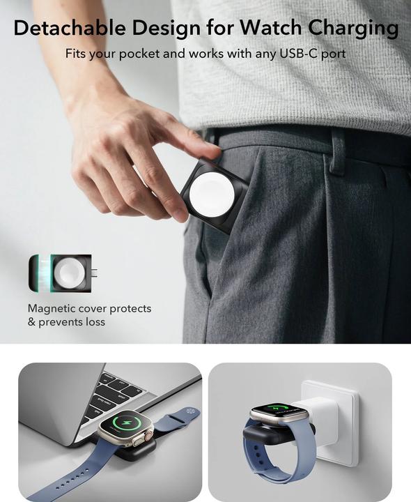 Actual product image ESR CryoBoost 3 in 1 Magnetic Charging Station (25W) Black EU Plug (25 W)