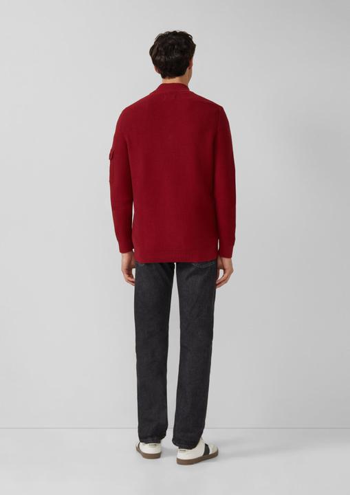 Produktbild s.Oliver Strickpullover Strickpullover aus Baumwolle mit Troyer-Kragen und Strukturmix (L)