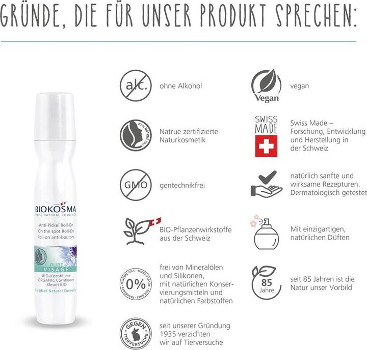 Immagine prodotto Biokosma Pure Visage Anti Pimple Roll on (15 ml, Crema da giorno)
