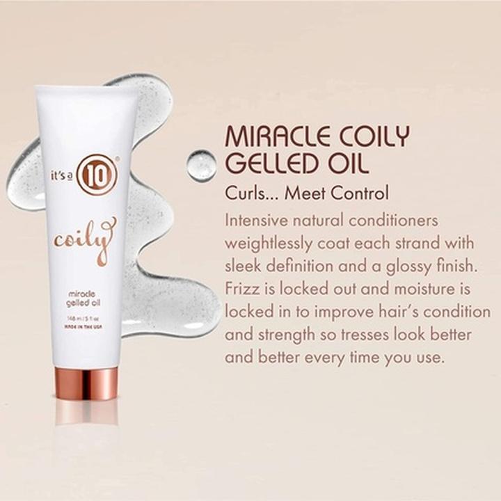 Image du produit It's A 10 Coily Miracle Gelled Oil pour Cheveux Bouclés et Ondulés (148 ml)