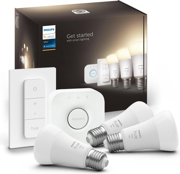 Actual product image Philips Hue White Starter Set (E27, 9.50 W, 1055 lm, 3 x, F)