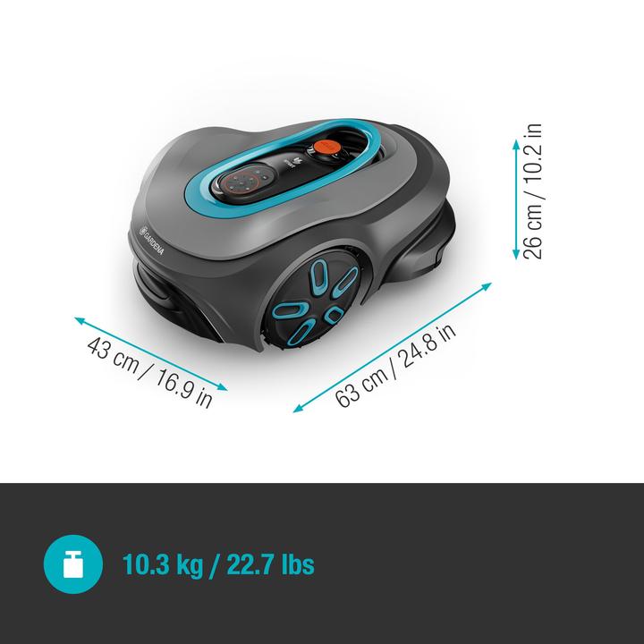 Actual product image Gardena smart SILENO robotic lawnmower max 1,200 square metres (1200 m², Boundary wire)