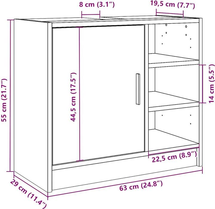 Actual product image vidaXL Waschbeckenunterschrank (63 x 29 x 55 cm)
