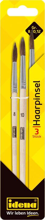 Produktbild Idena Haarpinsel 3er Grössen 8 10 12 FSC100% (12 mm)