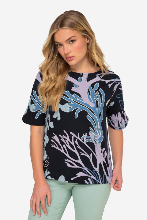 Immagine prodotto Laurasøn T-Shirt, Korallen-Print, Rundhals, Halbarm mit Raffung (M)