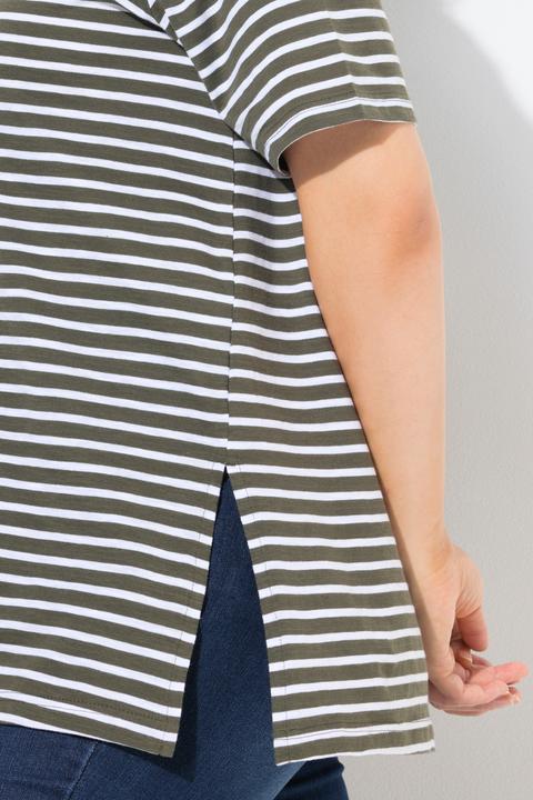 Produktbild Ulla Popken Longshirt, Ringel, A-Linie, Rundhals, Halbarm (58)