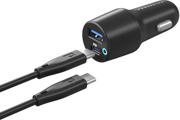Produktbild Powerology Dual Port LED Car Charger PD 35W+QC 18W + USB-C Cable