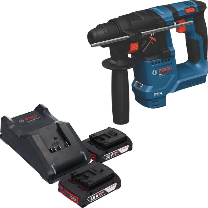Produktbild Bosch Professional Bosch GBH 18V-18 Professional Akku Bohrhammer 18 V 1,5 J SDS plus Brushless + 2x Akku 2,0 Ah +