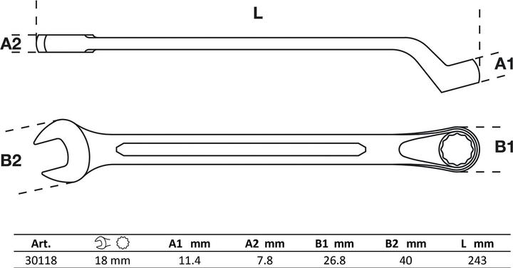 Produktbild BGS Maul-Ringschlüssel, gekröpft SW 18 mm (18 mm)