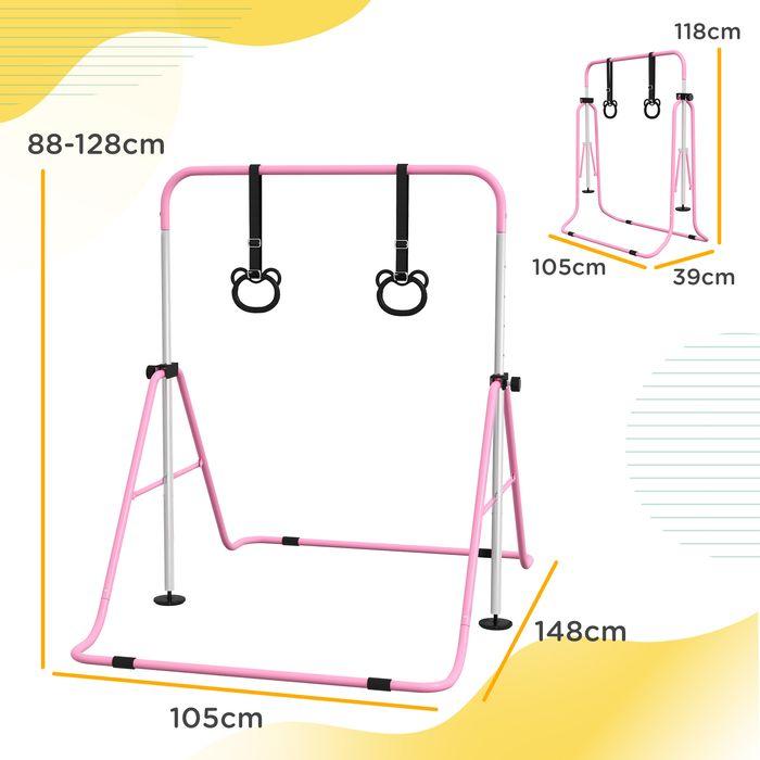 Immagine prodotto Swisshandel24 Kinder Gymnastik Turnreck 5-stufige höhenverstellbar Reckstange Stahl Rosa