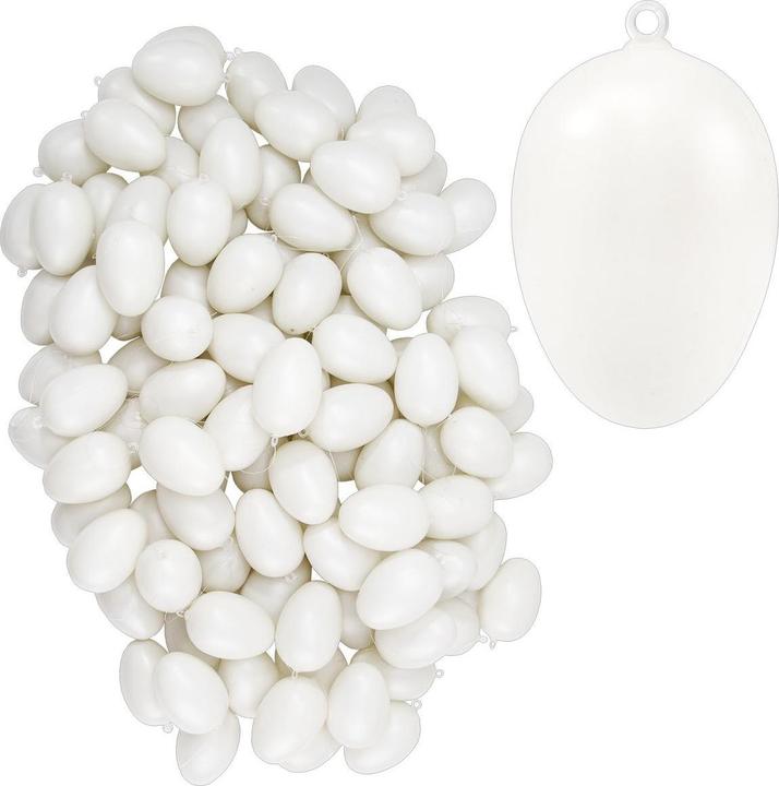 Idena Plastic eggs 6cm 100s white with hanger