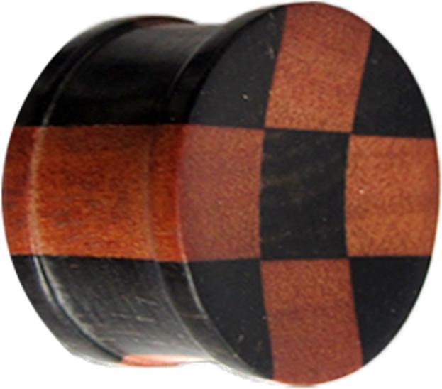 Actual product image Star Piercing Flared Plug Karo in Arang and Sawo Wood (without brass, Organic)