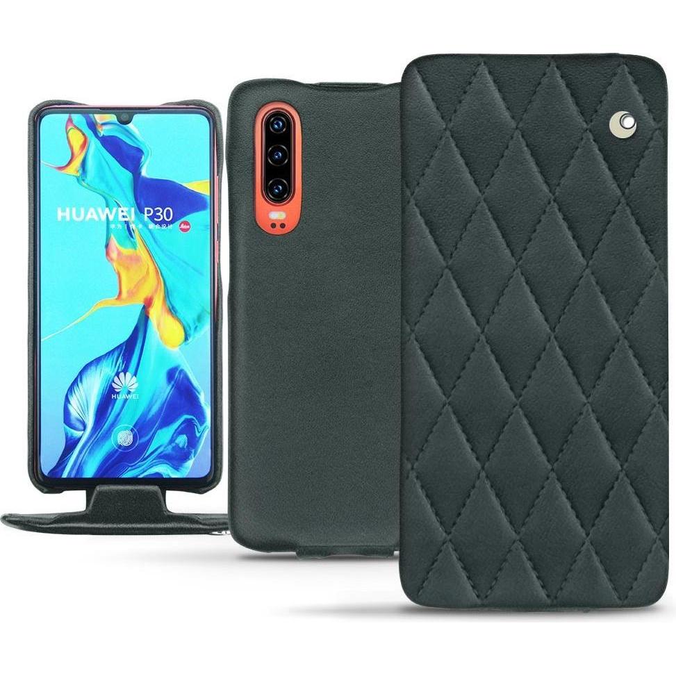 Noreve Lederschutzhülle vertikal (Huawei P30), Smartphone Hülle, Blau