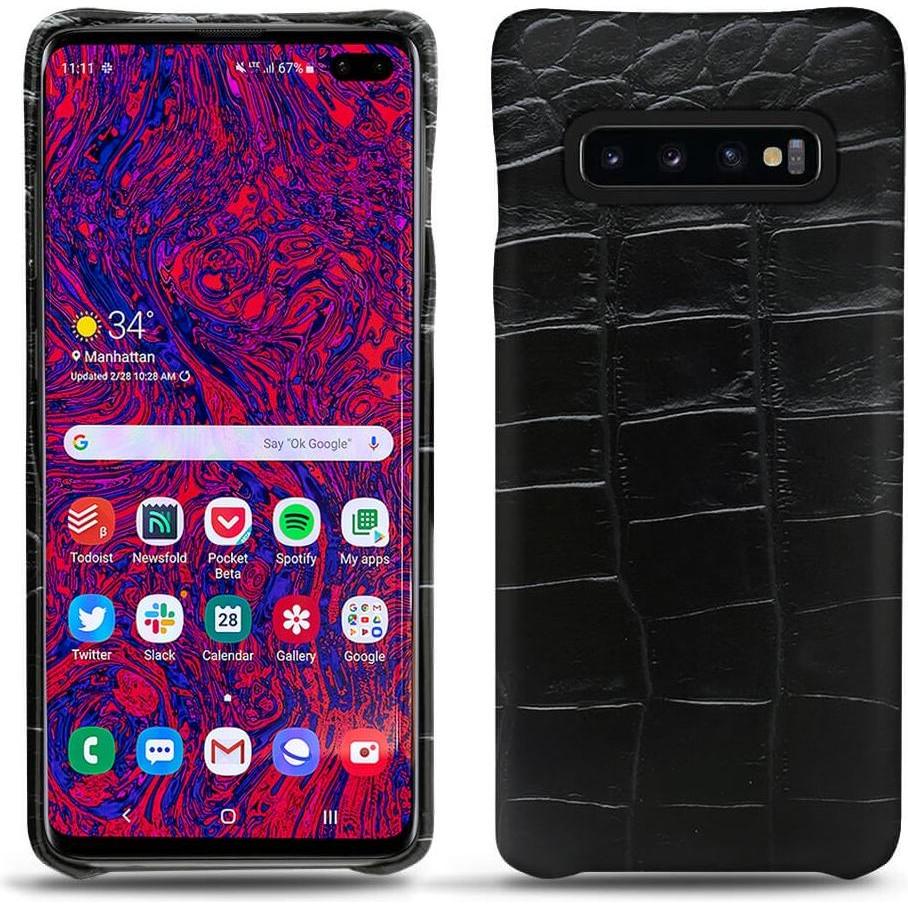 Noreve Lederschutzhülle (Samsung Galaxy S10+), Smartphone Hülle, Schwarz