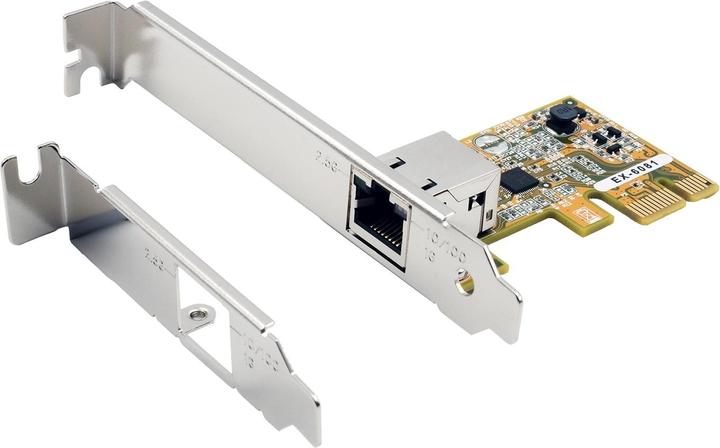Image du produit Exsys Carte Ethernet PCI-EXPRESS 1 port avec support bas profil, chipset Realtek (PCI-E x1)