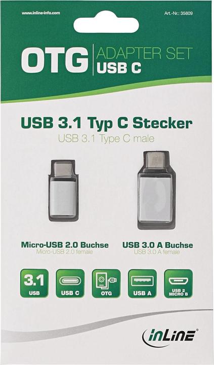 Produktbild InLine USB Adapter-Set (0.33 m, USB 3.2 Gen 1)