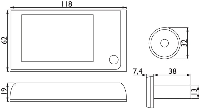 Produktbild Hermat digitaler Türspion 8991 Metall/Kunststsoff 120Grad 38 mm/116mm (Digital)