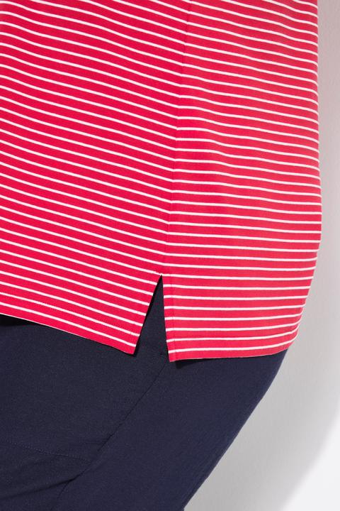 Actual product image Ulla Popken Striped Short Sleeve Polo Collar Tee (62)