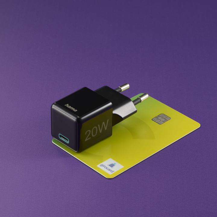 Image du produit Hama Chargeur rapide, USB-C, PD/Qualcomm®, Super-Mini-Charger, 20 W, noir (20 W, 1 portion)