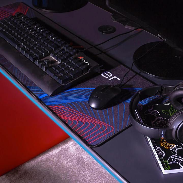 Actual product image X Rocker Bureau de jeu Carbon-Tek avec chargeur sans fil et éclairage LED Gris/Rouge