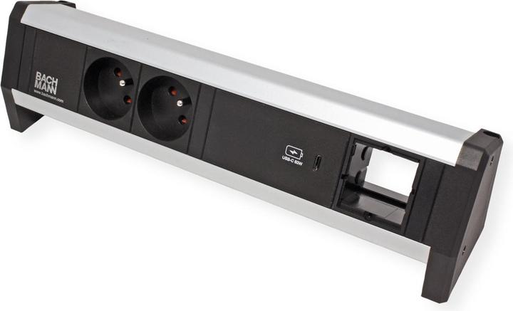 Produktbild Bachmann DESK - 2 AC-Ausgänge - Indoor - GST18 - Aluminium - Kunststoff - Schwarz - Silbe (2x, CEE 7/3, CEE 7/5)
