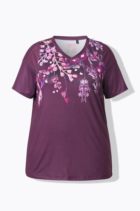 Actual product image Ulla Popken Quick Drying Floral Placement Print Performance Tee (60)