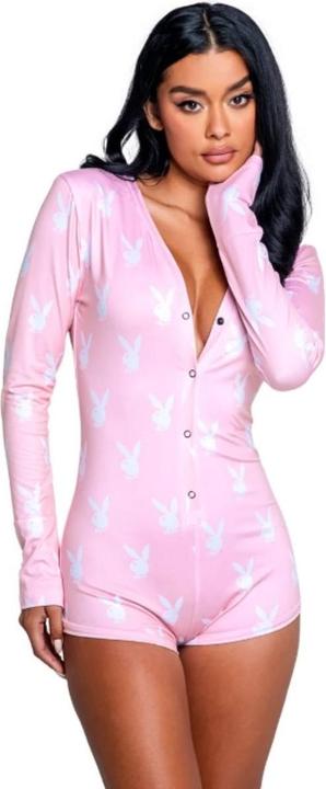 Playboy Lingerie Slumber Bunny Onesie Rosa