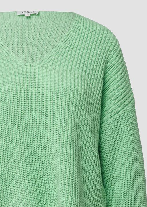 Produktbild s.Oliver Strickpullover Grobstrickpullover mit V-Ausschnitt im Relaxed Fit (46)