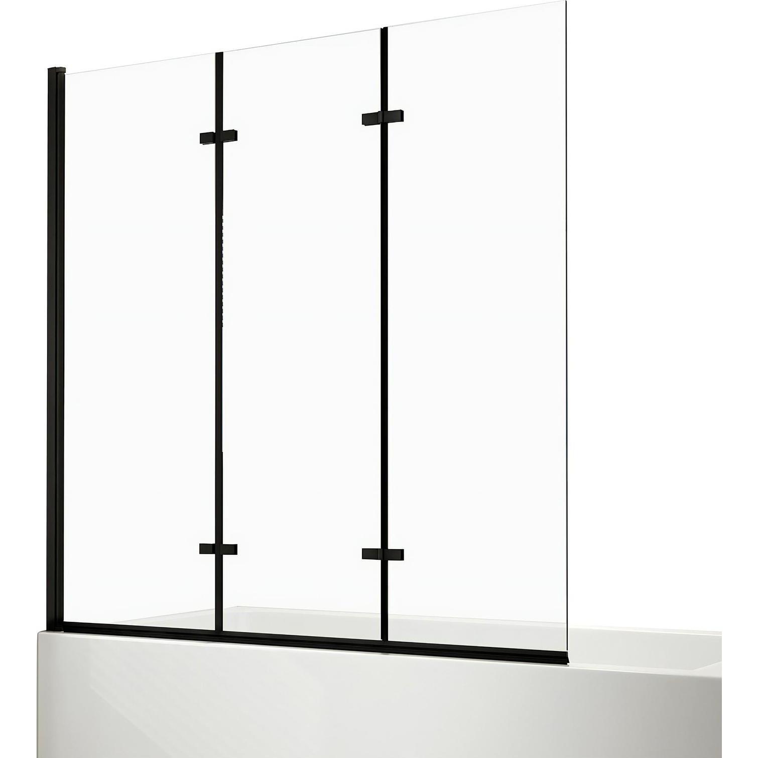 Emke, Duschkabine + Duschwand, Duschwand für Badewanne 120x140cm Glas-Duschwand, 3-teilig Faltbar, Leicht zu Reinigen, S...